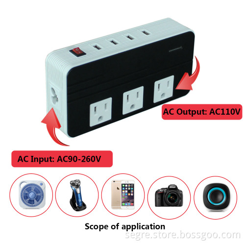 200W 110V Travel Adapter Power Converter USA Amazon Hot selling with EU AC power cord US AU UK plugs